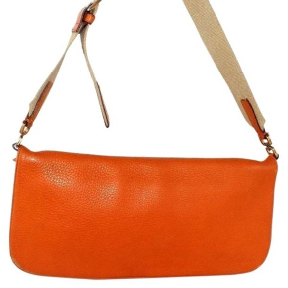 Prada Style Purse With Orange Leather Canvas Strap Messenger Bag - Picture 1 of 12